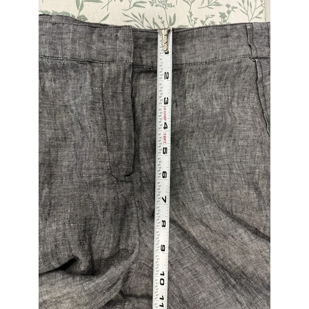 Saks Fifth Avenue 100% Linen Shorts Size 4 Gray Tailored Flat Front Summer Beach